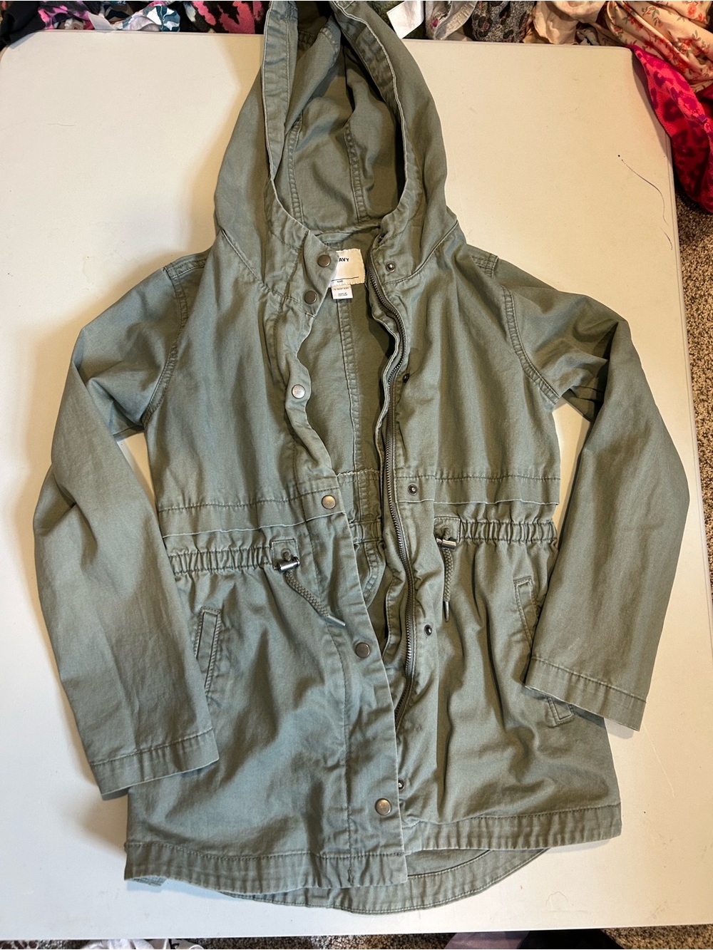 Old Navy Olive Green Hooded Kids Anorak Jacket